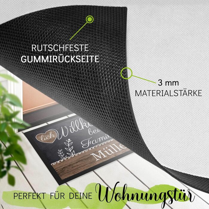 Персоналізований килимок для дверей з іменем &quotКоролівський&quot - Ласкаво просимо - Подарунки на новосілля Нековзний, 60x40 см з гумовим краєм