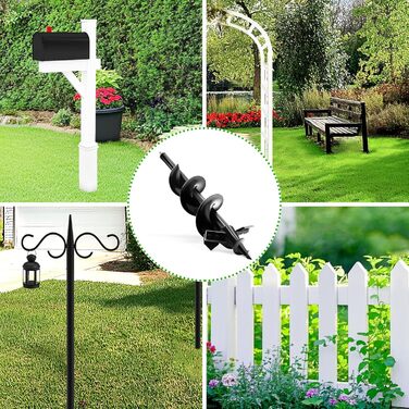 Бурильний свердло SYITCUN 10x60 см для твердого та кам'янистого ґрунту, важкий бур для посадки рослин з подвійним заточуванням, садовий спіральний бур та копач ям, сумісний з патронами 3/8 з шестигранним хвостовиком