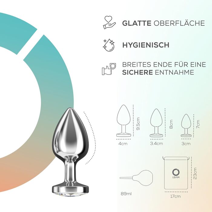 Комплекти з металу з кришталевими діамантами, в т.ч. анальний душ. 3 розміри маленькі (для початківців), середні та великі анальні пробки Секс-іграшки для пар Набір секс-іграшок Plug Silver, 13AM Crystal White 3