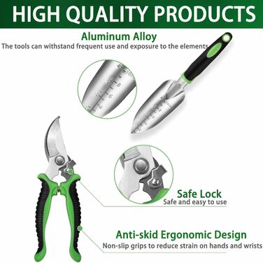 Набір садових інструментів Gartenwerkzeug, 8 предметів. Легкий набір ручних інструментів для саду з алюмінієвого сплаву з антикорозійним покриттям, чудовий подарунок. У комплекті міцний чохол для зберігання та ергономічні ручки з протиковзким покриттям (З