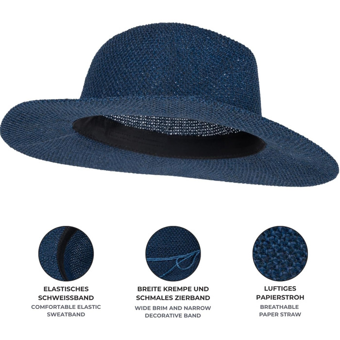 Жіноча панама-капелюх від сонця з тонкою стрічкою, солом&39яний капелюх, капелюх-флоппі, літній капелюх, капелюх-федора styleBREAKER, один розмір, білий