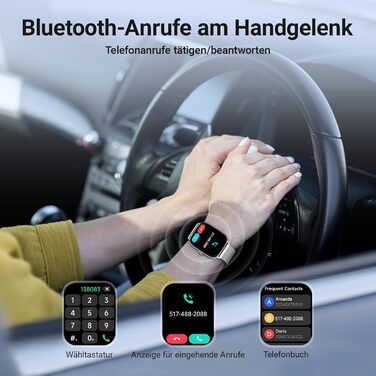 Розумний годинник для чоловіків та жінок з функцією телефону, фітнес-годинник 1,85 дюйма, понад 100 спортивних режимів, фітнес-трекер з моніторингом серцевого ритму/SpO2/сну, крокомір, водонепроникний спортивний годинник IP68 для iOS та Android, сріблясти