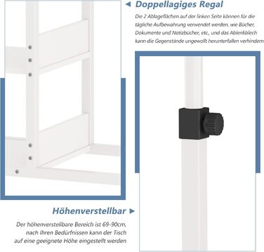 Журнальний столик Dripex з колесами, регульований по висоті стіл для ноутбука, виготовлений з дерева, столик для дивана, тумбочка, журнальний столик для спальні, вітальні, білий