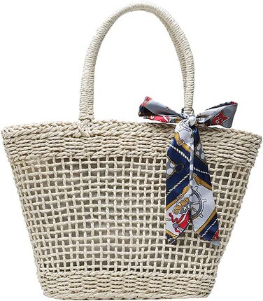 Модна плетена сумочка, ткана сумка, багатофункціональна сумка, дорожня сумка для жінок Бежевий, 1 шт.