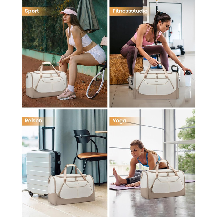 Жіноча спортивна сумка LOVEVOOK 30L Дорожня сумка з відділенням для взуття та вологим відділенням, невелика сумка для спортзалу, сумка для плавання, сумка для сауни, сумка для ручної поклажі для спорту, фітнесу, тренувань, подорожей, водонепроникна дорожн