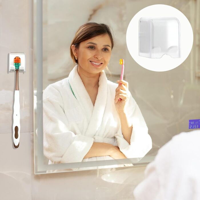 Настінний тримач для зубних щіток Mabor, 4 упаковки, без свердління, тримач для зубних щіток із кришкою, органайзер для зубних щіток, самоклеюча підставка для зберігання зубних щіток для ванної кімнати