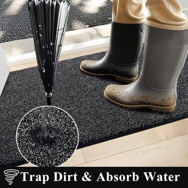 Килимова доріжка SHACOS 60x180 см, нековзка доріжка для передпокою, м&39який кухонний килимок, можна прати, сучасна доріжка для передпокою для кухні, входу, вітальні, чорний/сірий 60x180 см сірий/чорний