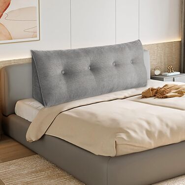 Подушка для читання Supfine для ліжка, подушка для дивана, трикутна клиноподібна подушка, кутова поперекова подушка, позиціонуюча підтримка, з чохлом, що прається (сіра, 140 x 50 x 20 см) сіра 140*50*20 см