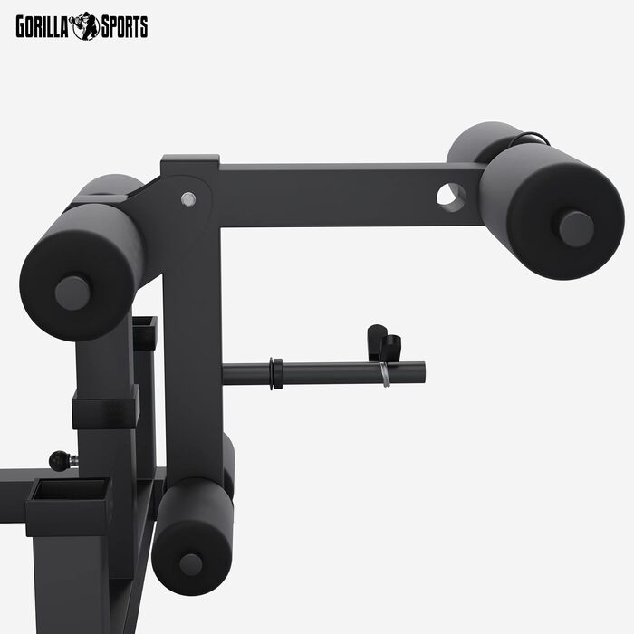 Лава для силових тренувань з обтяженнями - штанга 170 см, комплект штанг 40/70/100 кг, згинання ніг, гантель &quotметелик&quot, станція для віджимань, накладка на згинання рук - тренувальна лава, фітнес-станція, силова станція зі штангою, біла, 70 кг