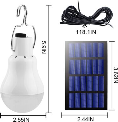 Світлодіодна сонячна лампочка Сонячні лампи для вулиці 1 шт. з кабелем 3М, сонячний ліхтар Кемпінговий ліхтар Підвісна лампа з сон