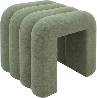 Комплект із 2 сучасних підставок для ніг, низькі пуфи, темно-зелений колір, поліестерова тканина МДФ, предмети домашнього декору, для дивана - Розміри ВxШxГ 40 x 38 x 40 см - Арт. RE7062