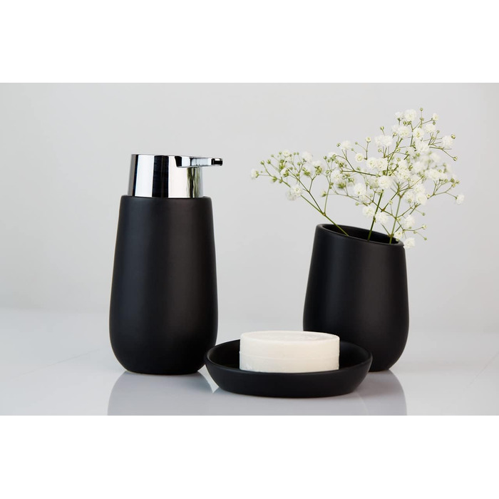 Мильниця WENKO Mod. Badi Black, високоякісна кераміка з матовою поверхнею, мильниця простої, однотонної форми чорна 3 x 11,5 x 11,
