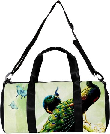 Спортивна сумка, компактна дорожня сумка, сумка для фітнесу та шопінгу (йога, тренування), з дизайном Дерево-Метелик-Павич, сумка для активного відпочинку, ручна поклажа