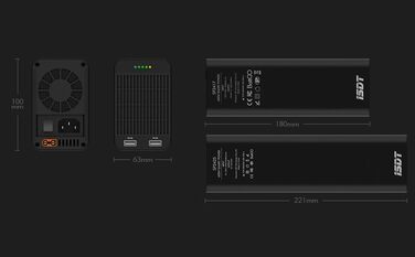 Портативний блок живлення ISDT, накопичувач енергії, 400 Вт, 17 А, генератор акумуляторів, 240 В змінного струму, 1 порт постійного струму та 2 USB-виходи для заряджання, для подорожей, кемпінгу, екстреного використання з літій-/літій-полімерними/літій-іо