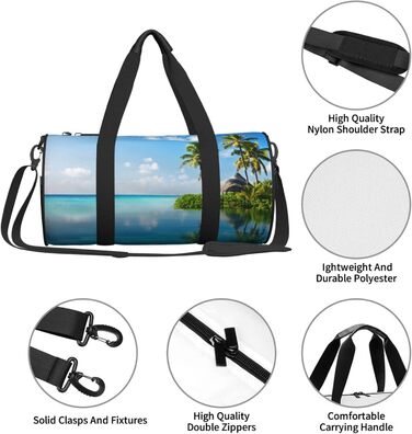 Спортивна сумка, дорожня сумка, Острів у морі (дизайн), з нічним друком, чорна, універсальний розмір, сумка для подорожей