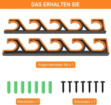 Горизонтальний тримач для вудок tonhui для стіни та стелі, гараж для вудок з м&39яким захистом з PU, підставка для 5 вудок, стійке до подряпин зберігання вудок (чорний/жовтий) 1