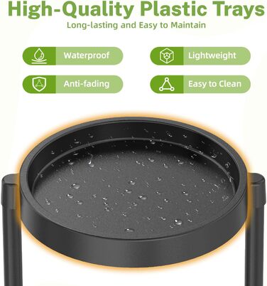 Рівнева підставка для рослин з металу та пластику, підставка для квітів для приміщень/вулиці, багаторівнева полиця для рослин/квітів для використання на вулиці, балкон, вітальня, тераса, (чорна) 5 рівнів, чорний, 5-