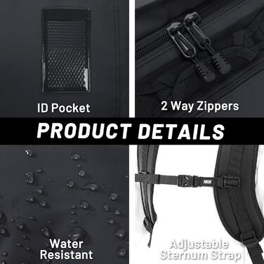 Велика водонепроникна спортивна сумка/рюкзак MIER з відділенням для взуття, що трансформується в рюкзак, 45 л/60 л/90 л, чорна, 90 л