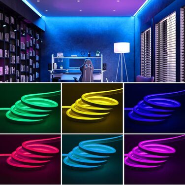 Світлодіодна стрічка KISUFU 220 В RGB з IC Neon, 1 м світлодіодна стрічка з керуванням програмою, світло зі зміною кольору своїми руками, синхронізація музики, неонова стрічка для вітальні, спальні, різдвяна прикраса стін