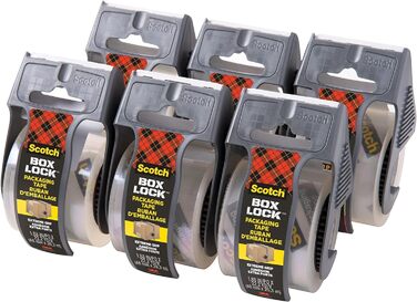 Пакувальна стрічка Scotch Box Lock - 6 рулонів з дозатором, 48 мм x 20,3 м - Міцна транспортна та пакувальна стрічка - Ідеально підходить для пакування посилок і коробок