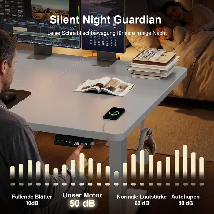 Стіл з регульованою висотою 160 x 80 см з кабельним лотком, Електрично регульований по висоті стіл для роботи стоячи з USB-портом, Комп&39ютерний стіл, Ергономічний стіл для роботи сидячи та стоячи, Офісний стіл, Білий 160 x 80 см