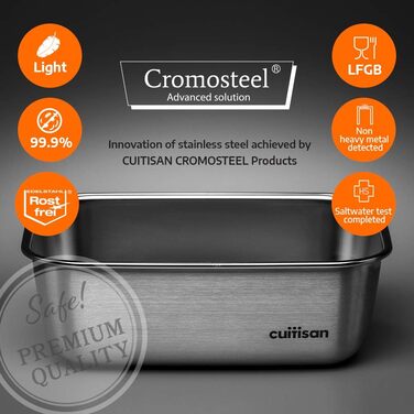 Контейнер для зберігання продуктів CANDL Cuitisan (Flora) з нержавіючої сталі з кришкою-кліпсою, прямокутний, придатний для використання в мікрохвильовій печі та духовці, EC7-SS06 980 мл 18,4 см x 13,0 см x 8,3 см / 980 мл