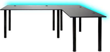 Кутовий стіл SyberDesk Gaming Pro LED 185x120 см зі світлодіодним підсвічуванням - Великий комп&39ютерний стіл - Міцний комп&39ютерний стіл (правий)