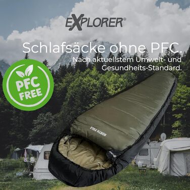 Спальник з підігрівом EXPLORER Protector 220 (3-етапний підігрів) XXL Зимовий спальник 220x80 см Надзвичайно теплий до -32,9C (450 г/м) BW Military Bivouac оливково-зелений для кемпінгу, риболовлі та виживання