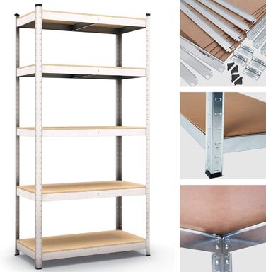 Оцинкований стелаж для зберігання Panorama24, вантажопідйомність до 875 кг - Розміри 200 x 120 x 60 см, полиця, полиця для підвалу, полиця без болтів, полиця для майстерні, полиця для важких робіт