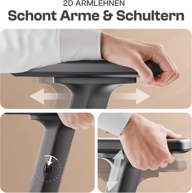 Найкраще ергономічне офісне крісло Galahad ЕКОНОМІЯ ПРОСТОРУ Індивідуально регульоване офісне крісло з 2D підлокітниками - Комп&39ютерне крісло Крісло для домашнього офісу - Вантажопідйомність до 150 кг Galahad (чорний)