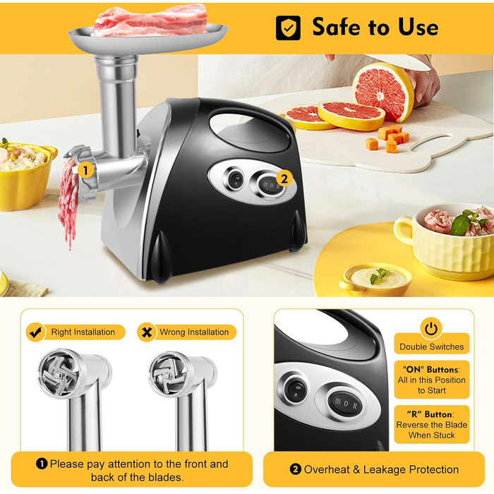 М'ясорубка електрична з нержавіючої сталі 2800 Вт Електрична м'ясорубка ковбаса машина з нержавіючої сталі ковбаса м'ясорубка м'яс