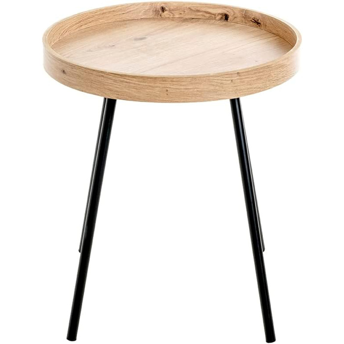 Журнальний столик HAKU Furniture, світлий дуб, чорний, МДФ, метал - Розміри В 45 x Ø 40 см, Стиль Сучасний