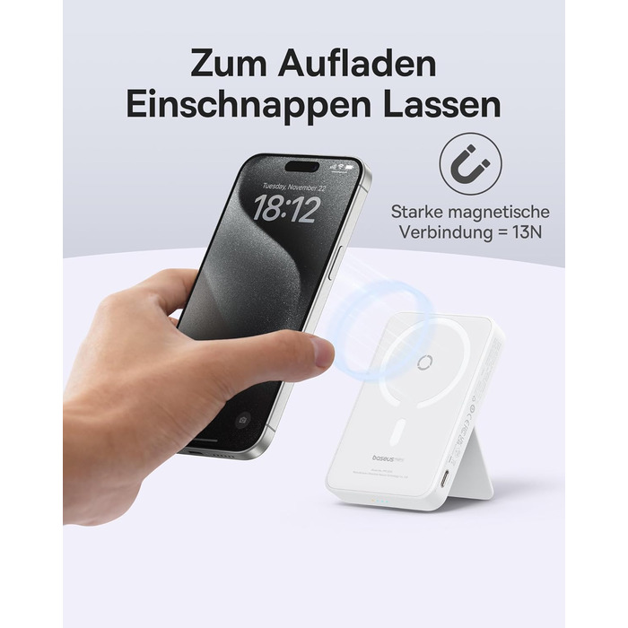 Магнітний бездротовий Powerbank, 5000mAh Mini Powerbank з USB-C, PD 20w Fast Charging Magsafe Battery, Зовнішній акумулятор для iP