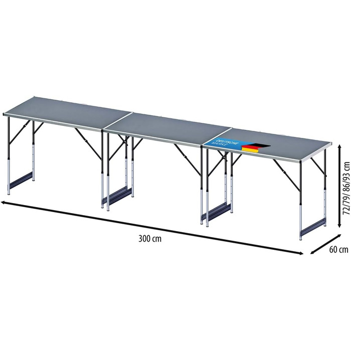 ТОВАРИГАДЖЕТИ Складаний багатофункціональний стіл, багатоцільовий стіл, кемпінговий стіл, кемпінговий набір, розкладний стіл, торговий стіл, стіл з регульованою висотою для обклеювання шпалерами, бічний столик для кемпінгу (сірий комплект із 3 столів)