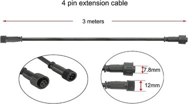 Контактний подовжувач 1 м для теплого білого освітлення патіо, подовжувач кабелю для теплих білих світлодіодних вбудованих наземних світильників, водонепроникний IP67 (2 м, , 4 контакти), 5 шт., 2-