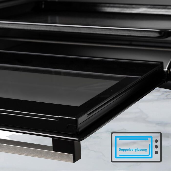 Міні-піч ICQN 50L з конвекцією, 1800 Вт, внутрішнє освітлення, 5 функцій приготування, таймер 60 хв, в т.ч. набір дека, міні-духовки 50 л з аналогом