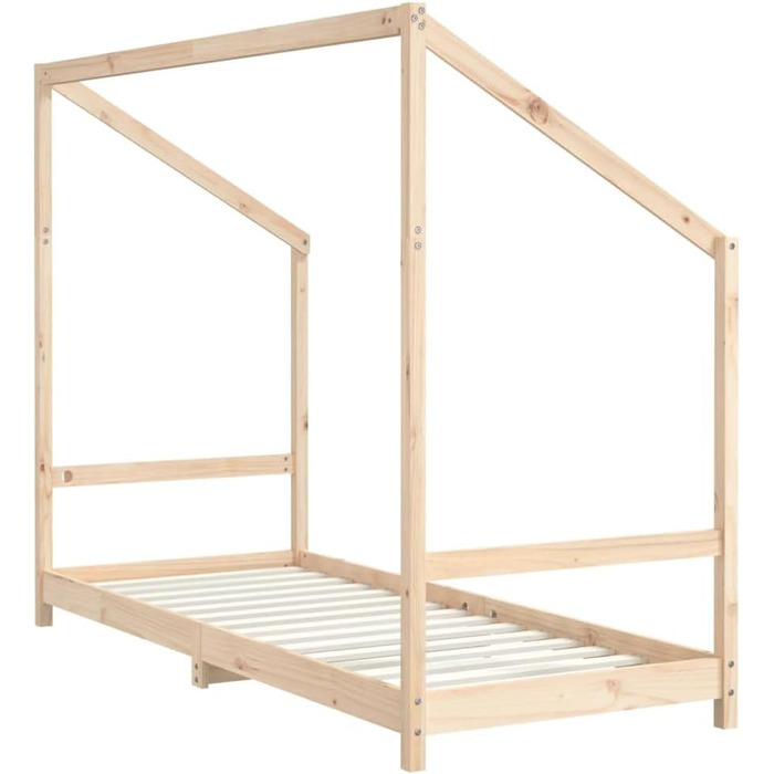 Дитяче ліжко 2x(80x200) см з масиву сосни з міцним каркасом та дихаючими фанерними ламелями для гарної підтримки матраца 205,5 x 171 x 158 см Натуральний колір