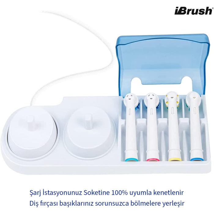 Тримач зубної щітки ibrush Електрична зубна щітка, сумісна з насадками Oral-B Sensitive - Тримач головки щітки - Зарядна станція Oral-B для 2 зубних щіток - Тримач Oral-B