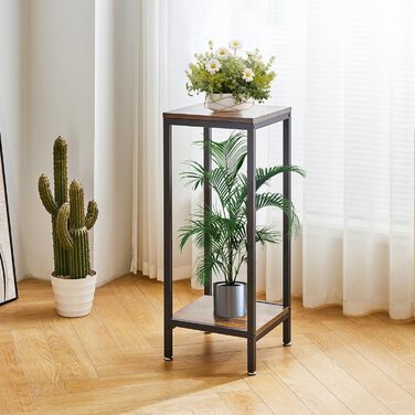 Підставка для квітів IBUYKE на 2 рівні, дерев&39яна підставка для рослин висотою 76 см, сучасна квадратна підставка для квіткових горщиків, драбина для декору вітальні, балкону, сільського коричневого кольору TMJ071H, сільського коричневого кольору, прямо