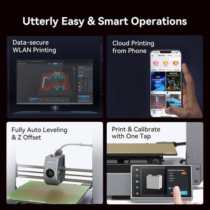 Принтер Creality Ender 3 V3, висока швидкість 600 мм/с із суцільнометалевою конструкцією, новий CoreXZ із прямим екструдером із по