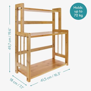 Рівнева бамбукова підставка для спецій Navaris - дерев&39яна кухонна полиця, шафка для спецій, універсальний органайзер для кухні, ванної кімнати, офісу, коричневий колір, 3-