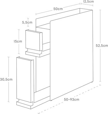 Рівнева висувна підставка для приправ, чорна, сталь/поліпропілен, 12,5 x 5093 x 52,5 см, чорний колір, 4335 TOWER 2-
