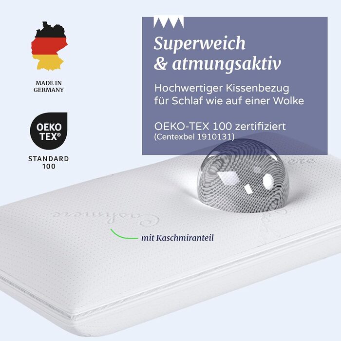 Подушка для шиї з гелевої піни та піни з ефектом пам&39яті, 60x30 см, подушка для шийного відділу хребта, регульована жорсткість та висота (7-14 см), чохол з дихаючого кашеміру