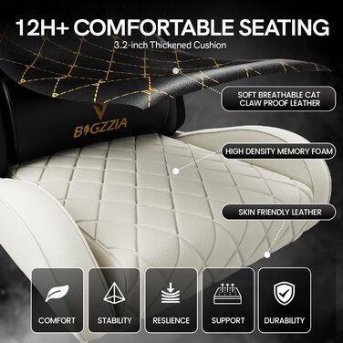 Ігрове крісло bigzzia з RGB LED - Ергономічне ігрове крісло з поперековою опорою та підставкою для ніг, регульоване та поворотне ігрове крісло зі штучної шкіри, 150 кг, чорне зі світлодіодним підсвічуванням