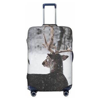 Чохол для валізи Засніжений Олень, еластичний захист від подряпин та пилу, чорний, розмір 90