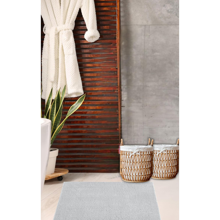 М&39який килимок для ванної кімнати andiamo Arezzo - нековзний килимок для ванної, можна прати в пральній машині та він довговічний, абсорбуючий килимок для ванної та душу, 80 x 80 см, сірий 80 x 80 см (квадратний) сірий