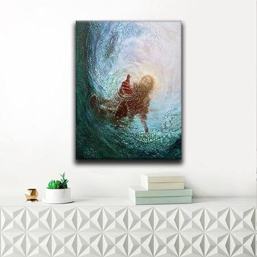 Настінний живопис на полотні, вінтажний стиль, Ісус, водний постер, християнський подарунок, мотив рука Божа, картина з релігійним