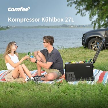 Компресорний холодильник Comfee RCP27DK3(E) об&39ємом 27 л, електричний туристичний холодильник 12 В/230 В, від -20 до 20, 3 регульовані рівні температури, рівень шуму 45 дБ, ідеально підходить для автомобіля, вантажівки, пляжу, пікніка клас енергоспожива