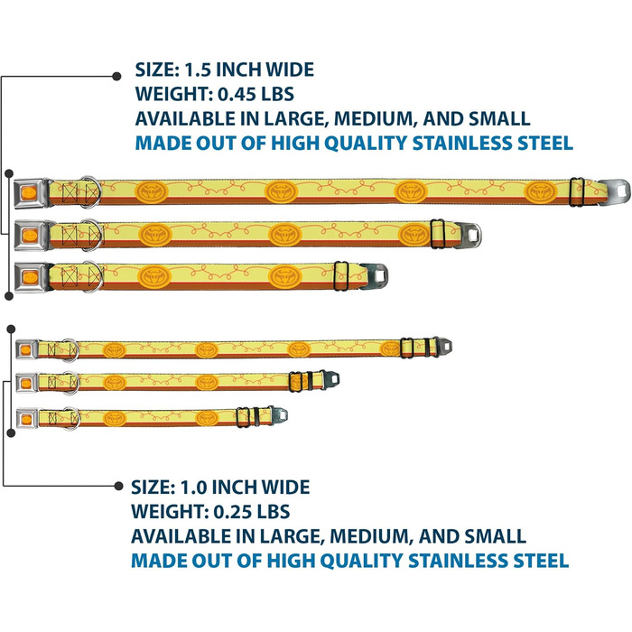 Нашийник для собак Історія Іграшок, дерев'яна пряжка у стилі ковбоя, жовто-червоно-коричневий, ширина 2,5 см, регульований розмір 38-66 см (великий)