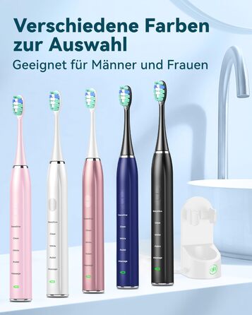 Електрична звукова зубна щітка для дорослих - відбілююча ультразвукова електрична зубна щітка з дорожнім кейсом та зарядною станцією, з 8 насадками, 5 режимами чищення, рожеве золото